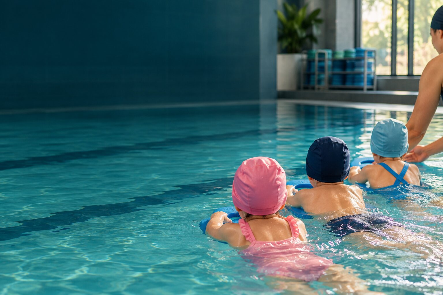 Bambini durante una lezione di nuoto